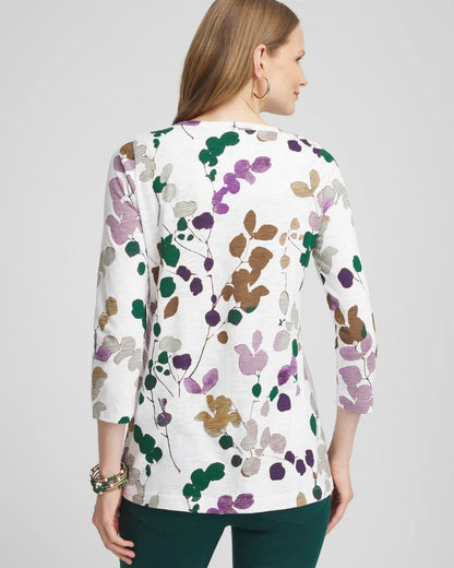 3/4 Sleeve Sprigs Overlap Tunic