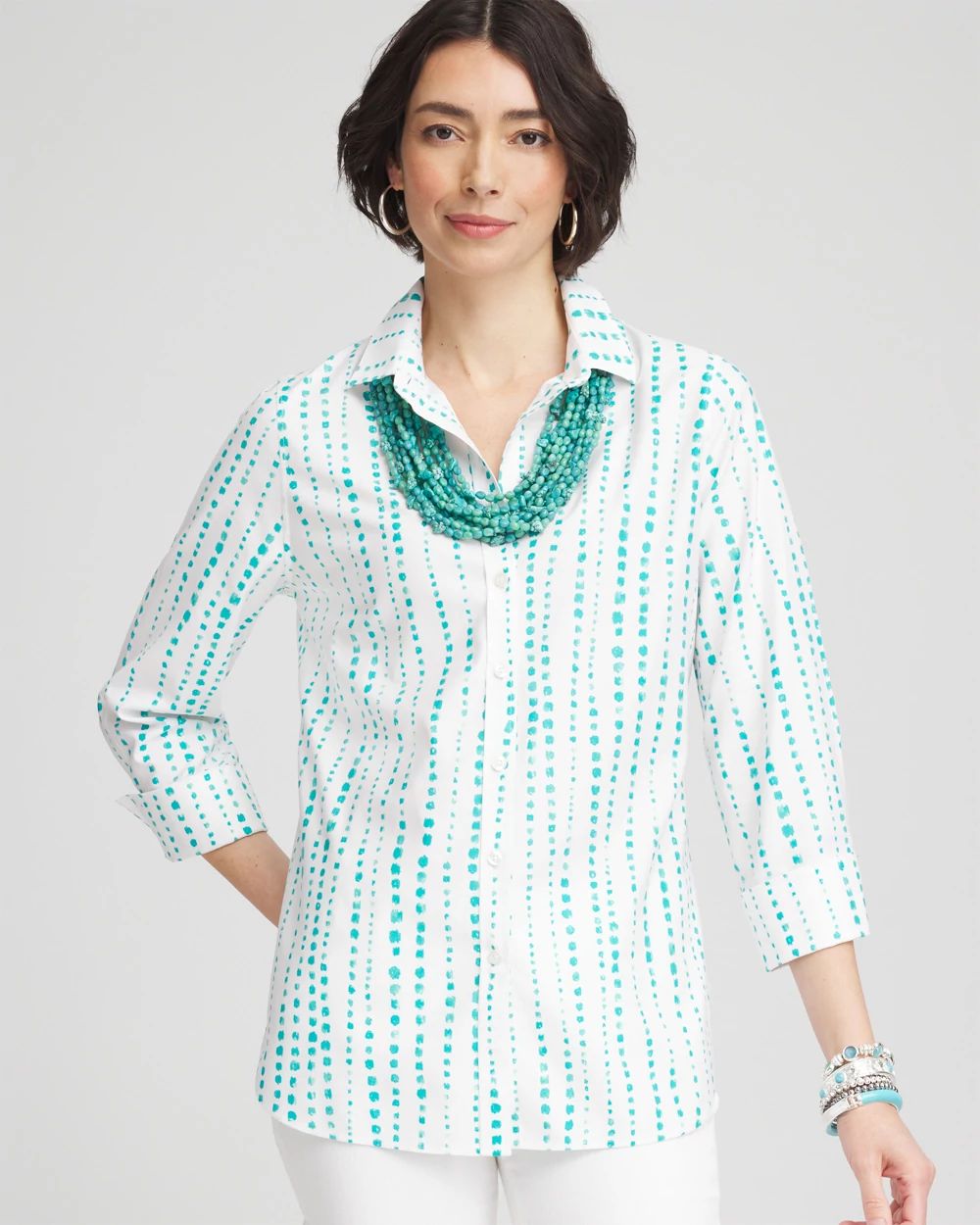 No IronTM Sateen Bubble Print Shirt