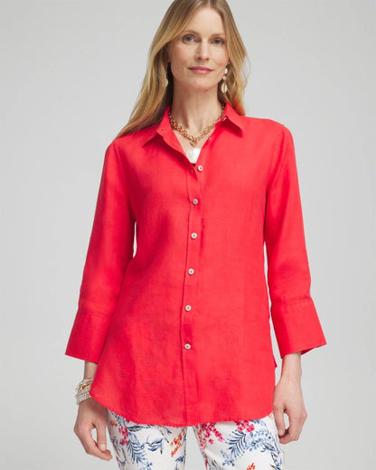 No IronTM Linen 3/4 Sleeve Shirt