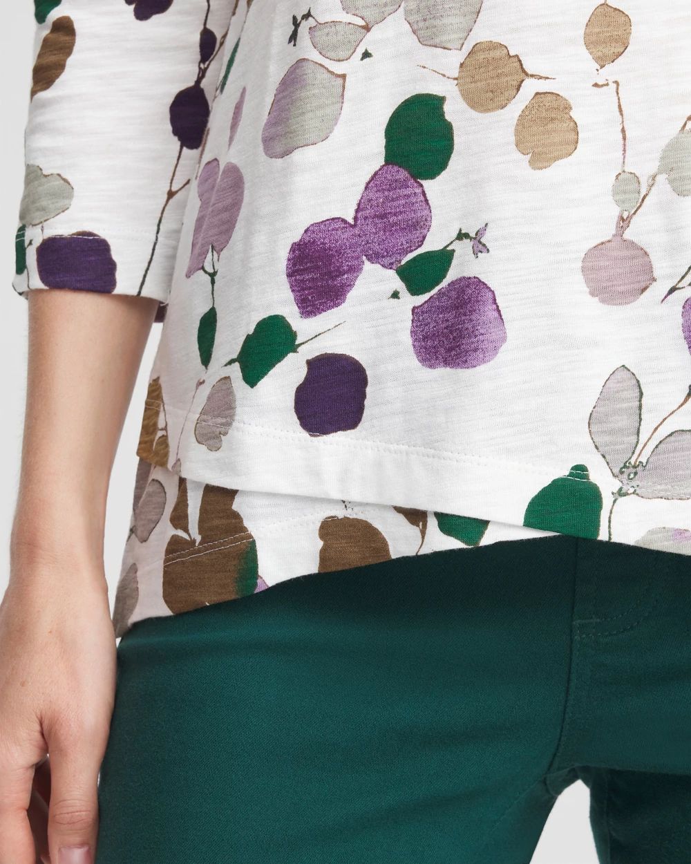 3/4 Sleeve Sprigs Overlap Tunic
