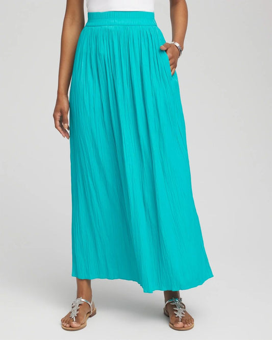 Pull-on Pleated Maxi Skirt