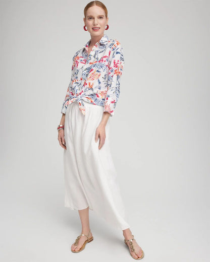 No IronTM Linen Sealife 3/4 Sleeve Shirt