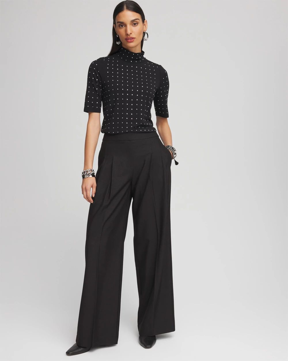 Touch of CoolTM Studded Mock-Neck Tee