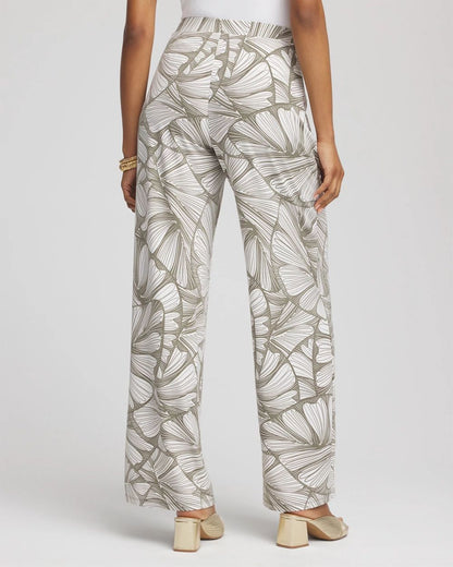 TravelersTM Abstract Leaf Print Knit Wide-Leg Pants