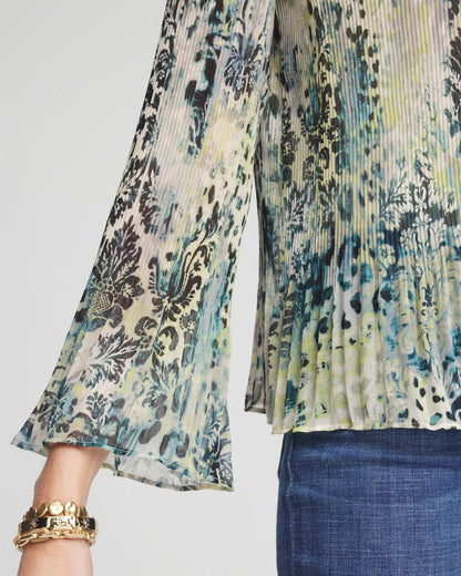 Animal Print Pleated Blouse