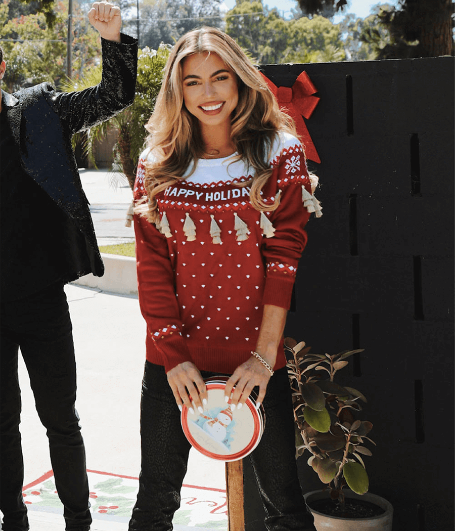 Women's Happy Holidays Tassel Ugly Christmas Sweater
