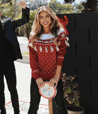 Women's Happy Holidays Tassel Ugly Christmas Sweater