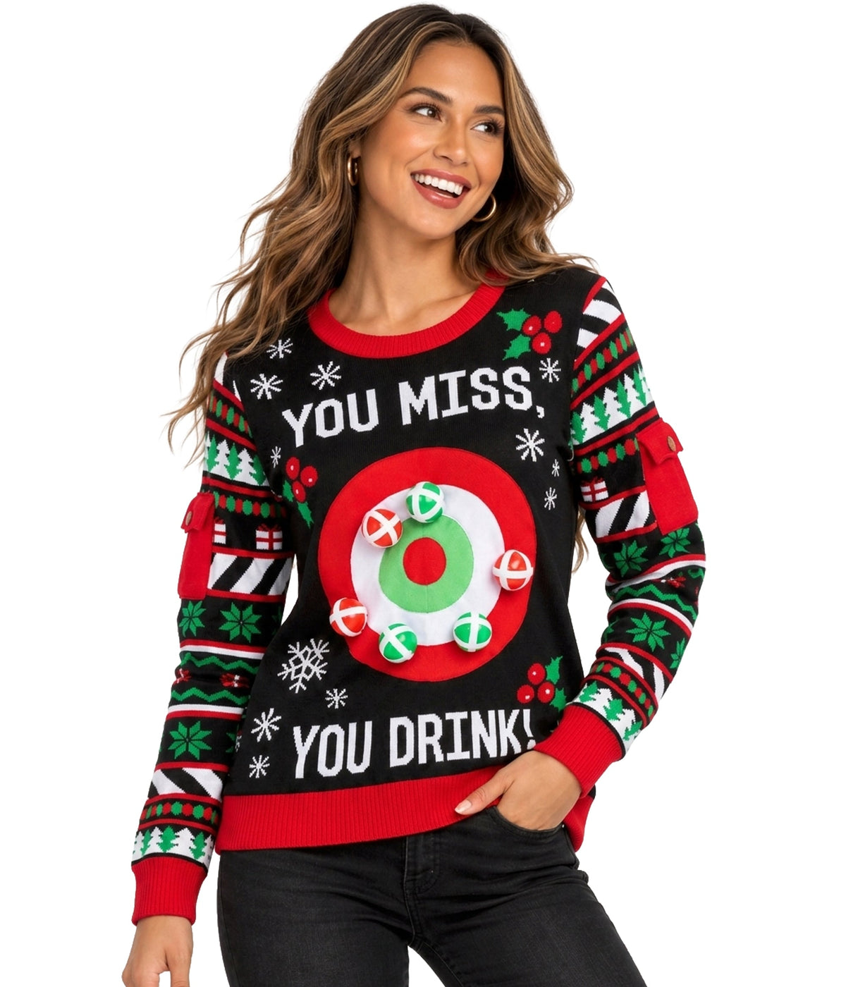 Women's Drinking Game Ugly Christmas Sweater