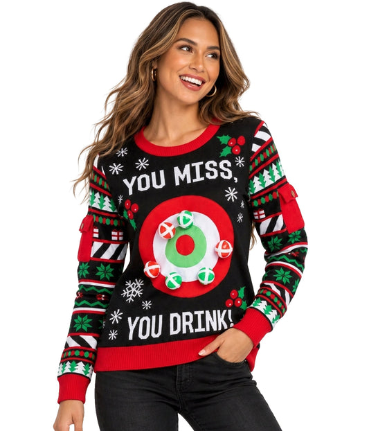 Women's Drinking Game Ugly Christmas Sweater