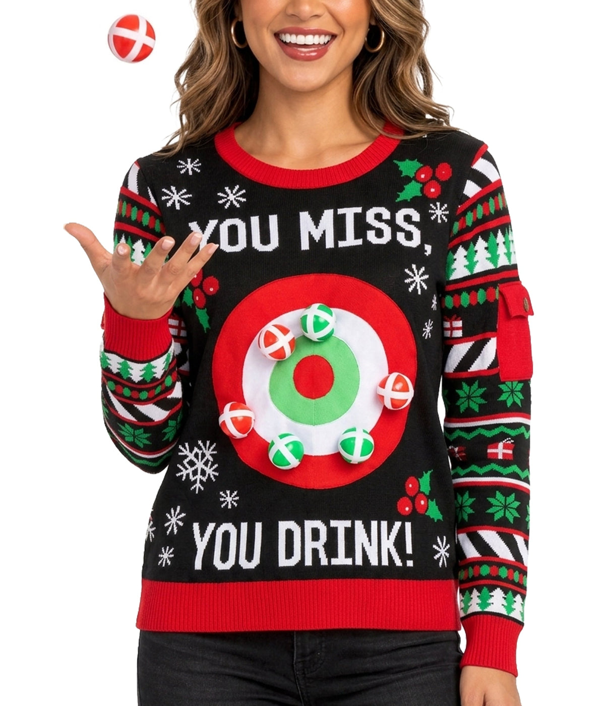 Women's Drinking Game Ugly Christmas Sweater