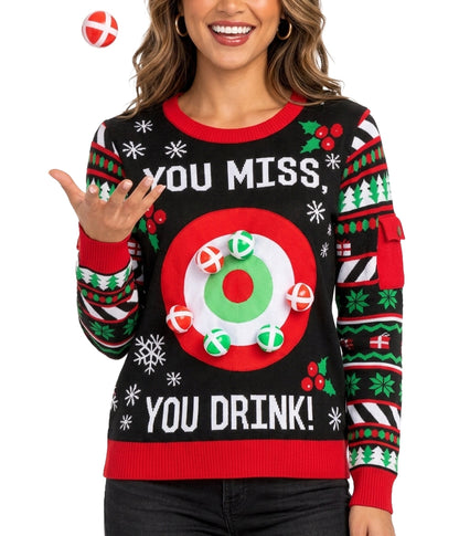 Women's Drinking Game Ugly Christmas Sweater
