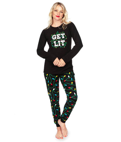 Women's Get Lit Crew Neck Pajama Set