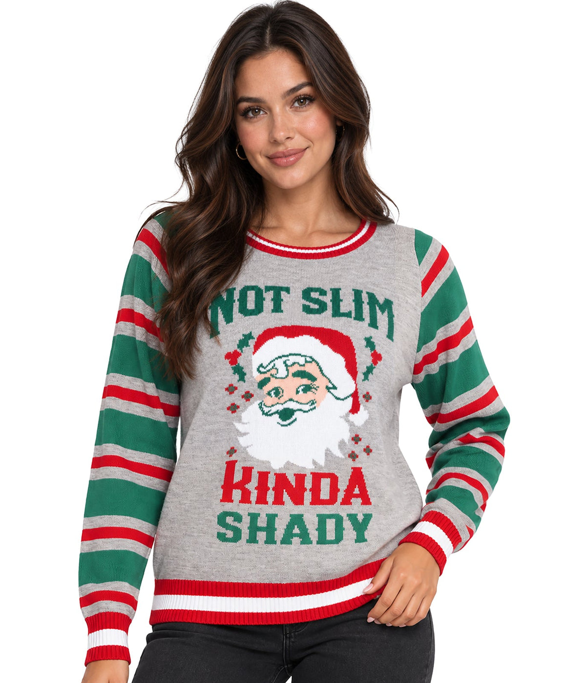 Women's Not Slim, Kinda Shady Ugly Christmas Sweater